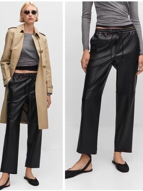 MANGO Faux Leather Pants